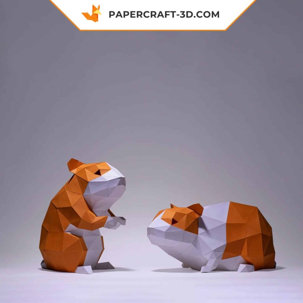 Papercraft de hamsters en origami 3D