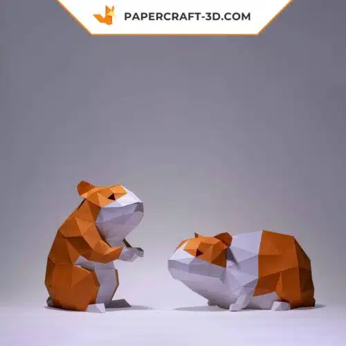 Papercraft of hamsters in 3D origami