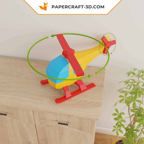Papercraft Hélicoptère en origami papier 3D DIY modèle basse polygone