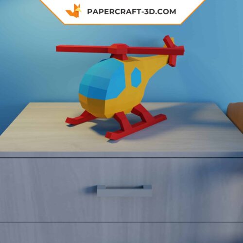 Papercraft Hélicoptère en origami papier 3D DIY modèle basse polygone