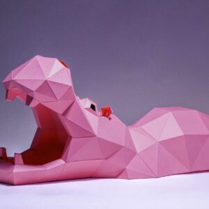 Papercraft Hippopotame origami en papier 3D à télécharger