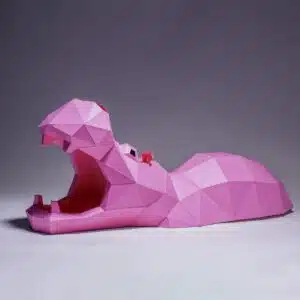 Papercraft Hippopotame origami en papier 3D à télécharger