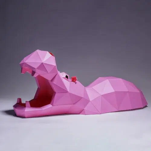 Papercraft Hippopotame origami en papier 3D à télécharger