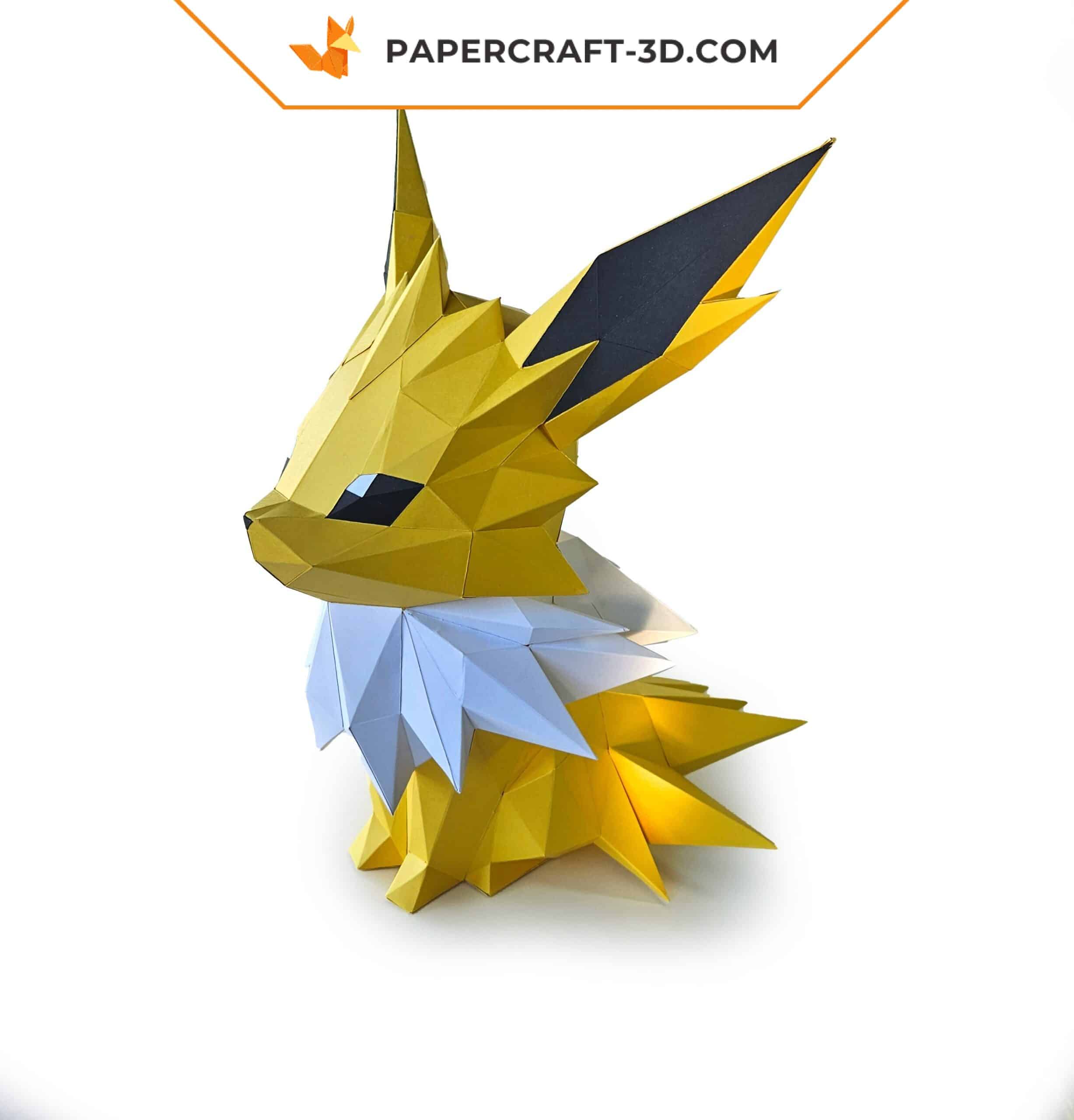 Jolteon Papercraft - Origami papier 3D, DIY, Pokemon, Sculpture basse poly