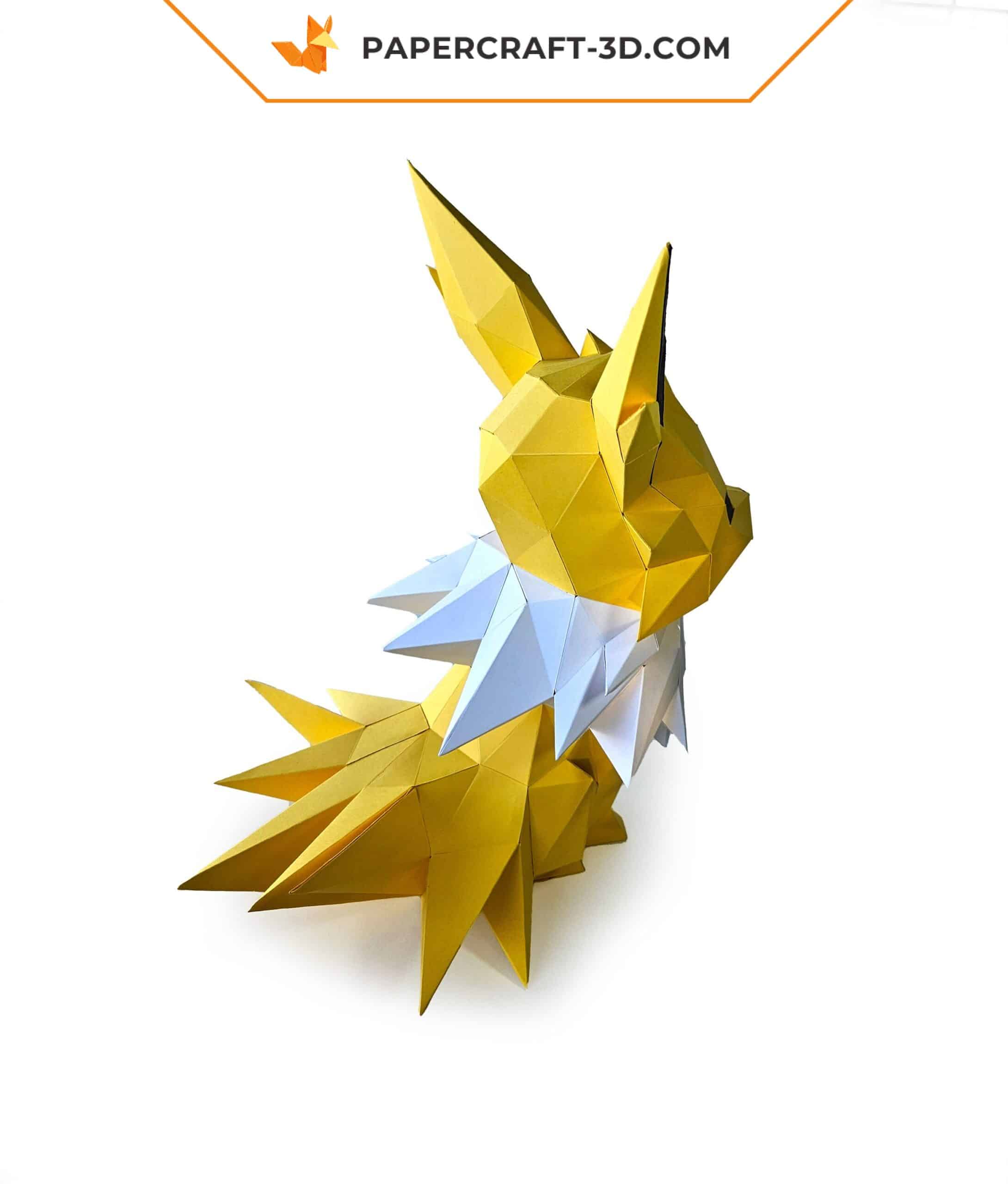 Jolteon Papercraft - Origami papier 3D, DIY, Pokemon, Sculpture basse poly