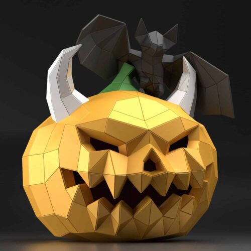 Papercraft kit de citrouille et chauve-souris en origami papier 3D pour décoration d’Halloween