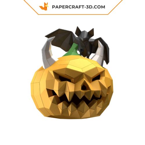 Papercraft kit de citrouille et chauve-souris en origami papier 3D pour décoration d’Halloween