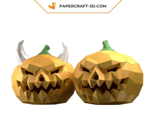 Papercraft kit de citrouille et chauve-souris en origami papier 3D pour décoration d’Halloween