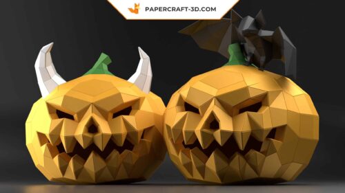 Papercraft kit de citrouille et chauve-souris en origami papier 3D pour décoration d’Halloween
