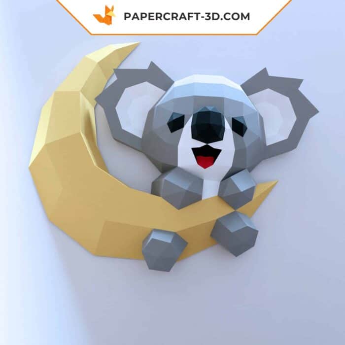 Papercraft Koala Sur La Lune Origami Papier 3D