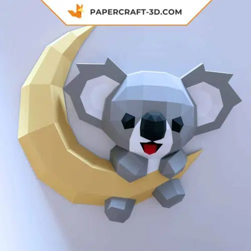 Papercraft koala sulla luna in origami 3D