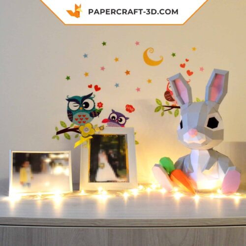 Papercraft Lapin 3D origami papier modèle décoration Pâques DIY