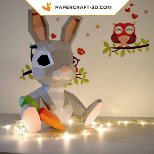 Papercraft Lapin 3D origami papier modèle décoration Pâques DIY