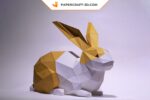 Papercraft Lapin Assis et Lapin Debout origami papier 3D