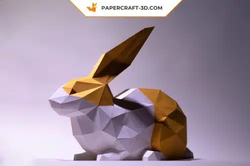 Papercraft Lapin Assis origami papier 3D