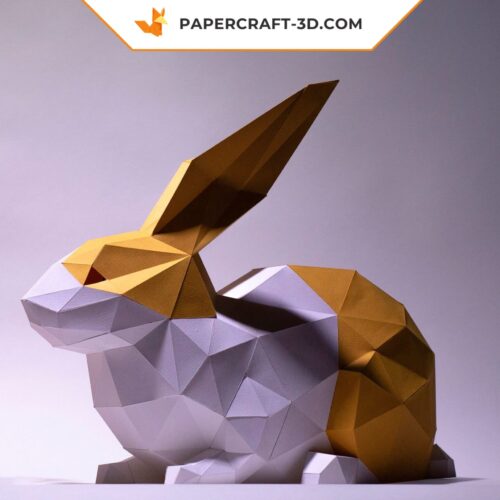 Papercraft Lapin Assis origami papier 3D