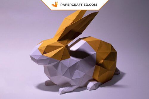 Papercraft Lapin Assis origami papier 3D