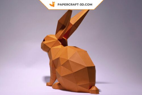 Papercraft lapin assis origami papier 3D modèle numérique PDF DIY
