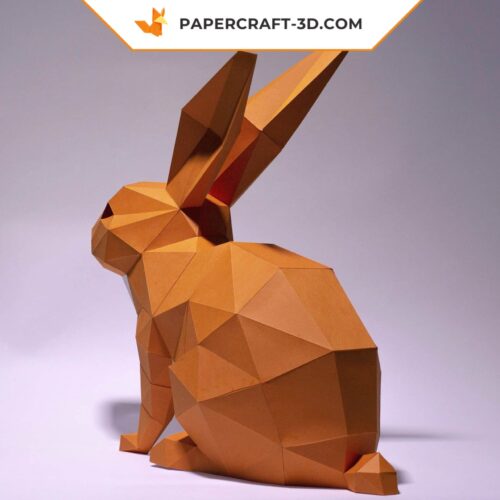 Papercraft lapin assis origami papier 3D modèle numérique PDF DIY
