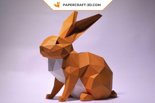 Papercraft lapin assis origami papier 3D modèle numérique PDF DIY