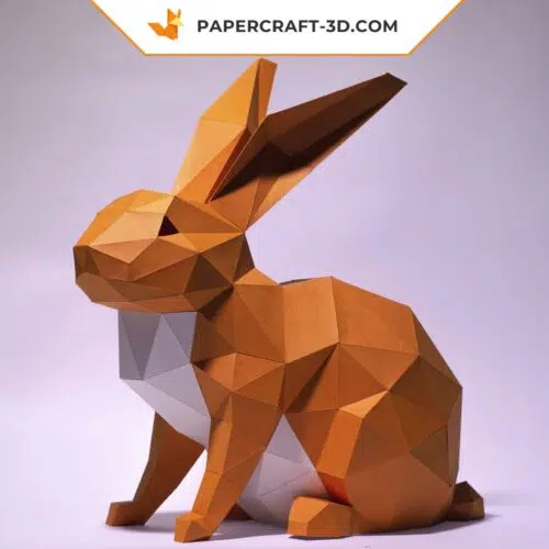 Papercraft lapin assis origami papier 3D modèle numérique PDF DIY