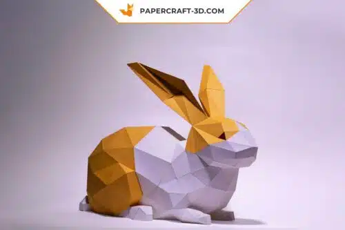 Papercraft Lapin Assis origami papier 3D