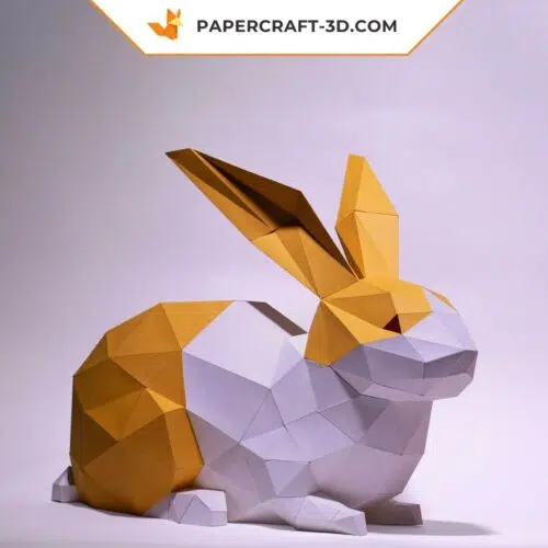 Papercraft Lapin Assis origami papier 3D
