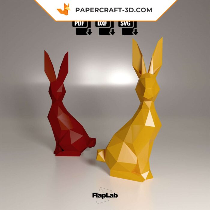 Papercraft lapin de Pâques en origami papier 3D