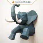 Papercraft half elephant wall in origami