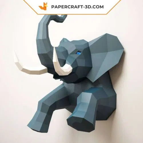 Papercraft mezzo elefante murale in origami