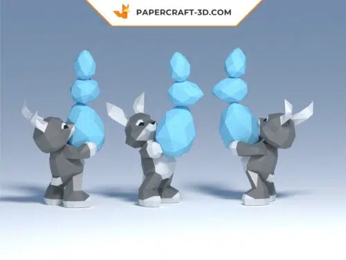 Papercraft lapin de Pâques en origami papier 3D
