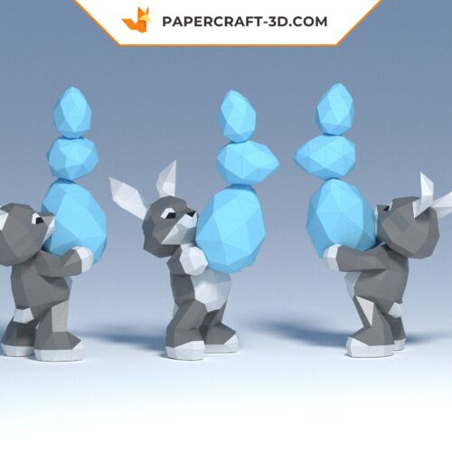 Papercraft lapin de Pâques en origami papier 3D