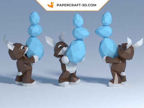 Papercraft lapin de Pâques en origami papier 3D