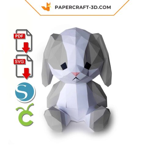 Papercraft Easter bunny plush in 3D origami