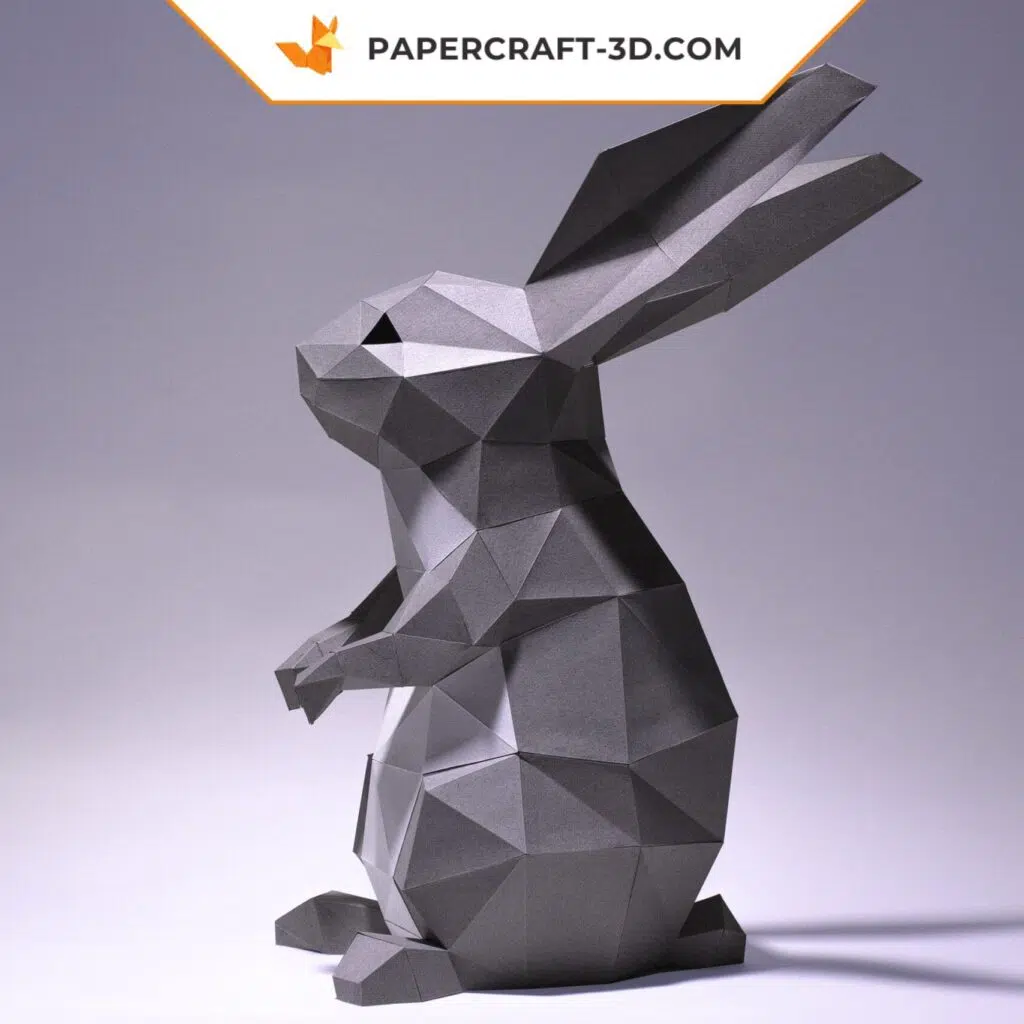 Papercraft de lapin debout en origami 3D