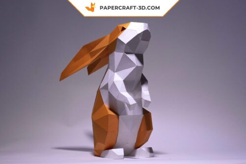 Papercraft lapin debout origami papier 3D