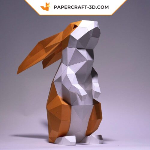 Papercraft lapin debout origami papier 3D