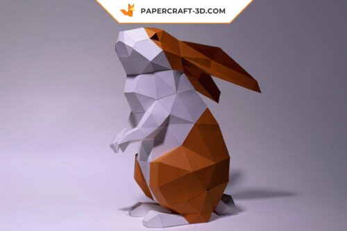 Papercraft lapin debout origami papier 3D