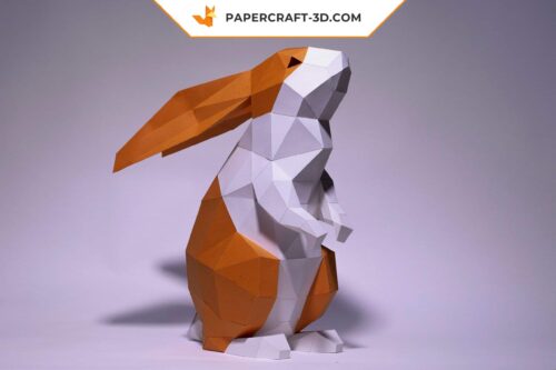 Papercraft lapin debout origami papier 3D