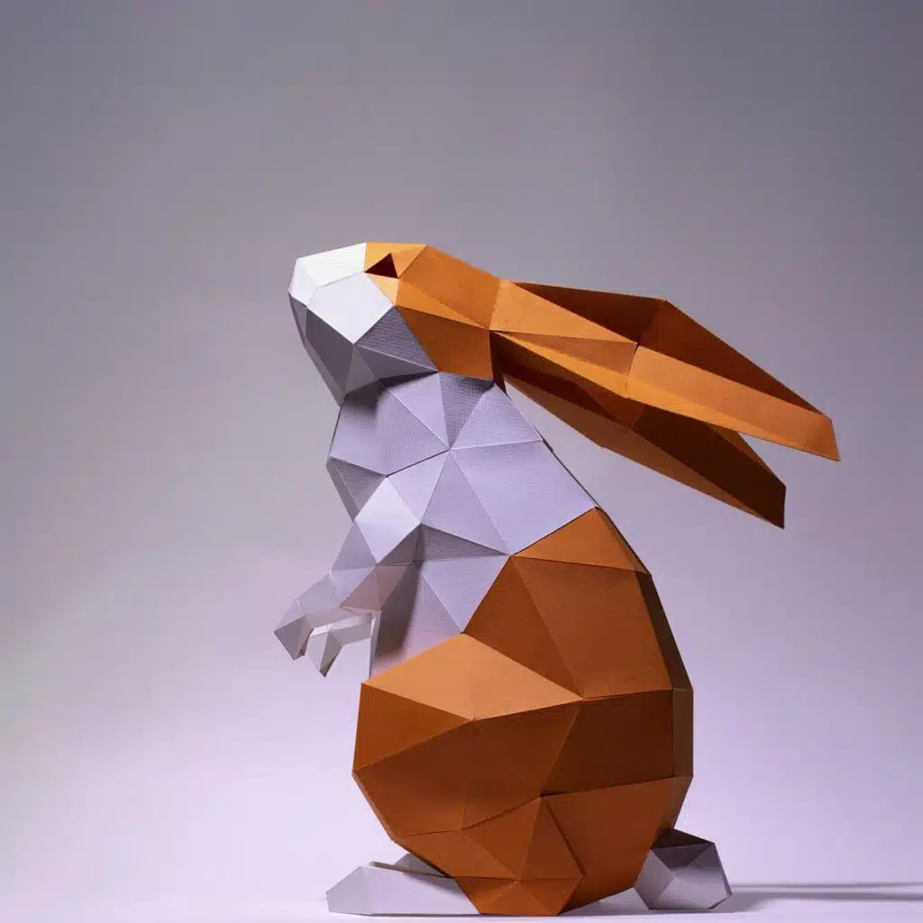 Papercraft de lapin debout en origami 3D