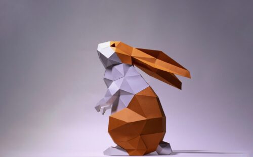Papercraft lapin debout origami papier 3D