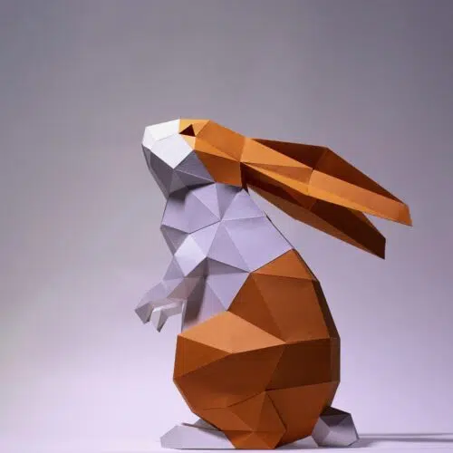 Papercraft lapin debout origami papier 3D