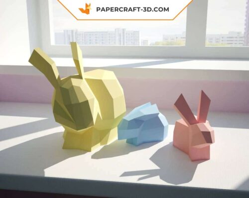 Papercraft lapin : kit de sculpture origami en papier 3D
