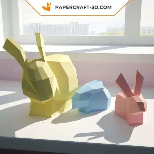 Papercraft lapin : kit de sculpture origami en papier 3D