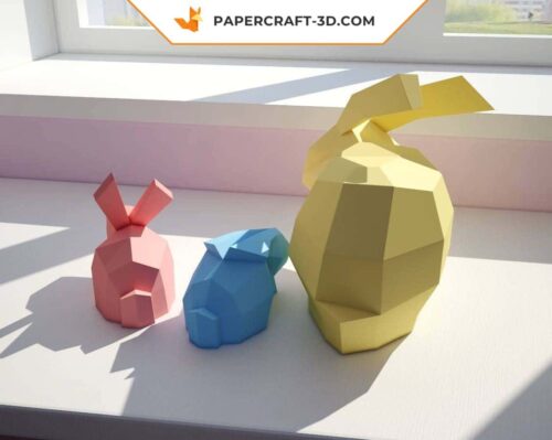 Papercraft lapin : kit de sculpture origami en papier 3D