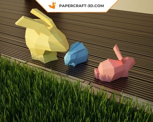 Papercraft lapin : kit de sculpture origami en papier 3D