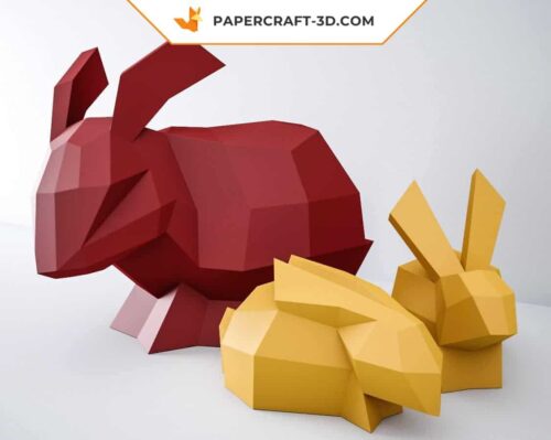 Papercraft lapin : kit de sculpture origami en papier 3D