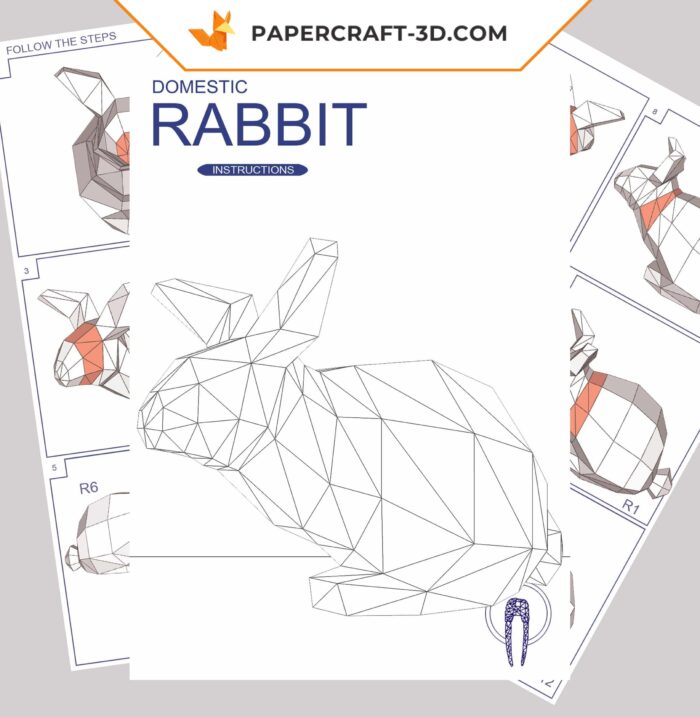 Papercraft Lapin Low Poly origami papier 3D