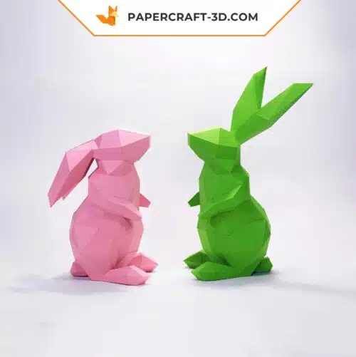 Papercraft lapin origami papier 3D à télécharger