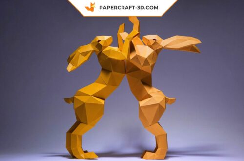 Papercraft Lapins en origami papier 3D, modèle numérique à télécharger